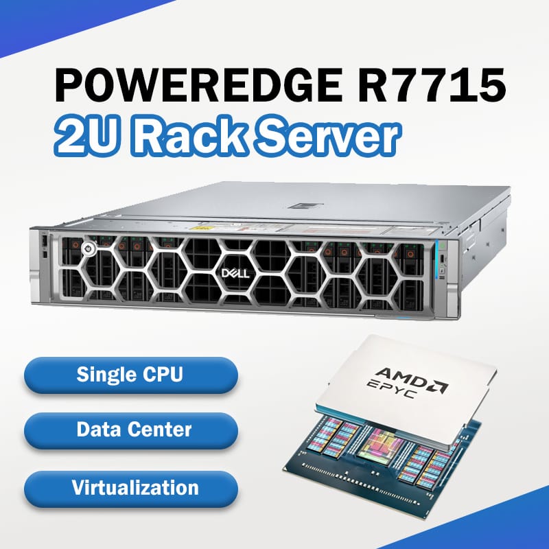 New Dell PowerEdge R7715 single-socket 2U rack server with AMD EPYC Turin