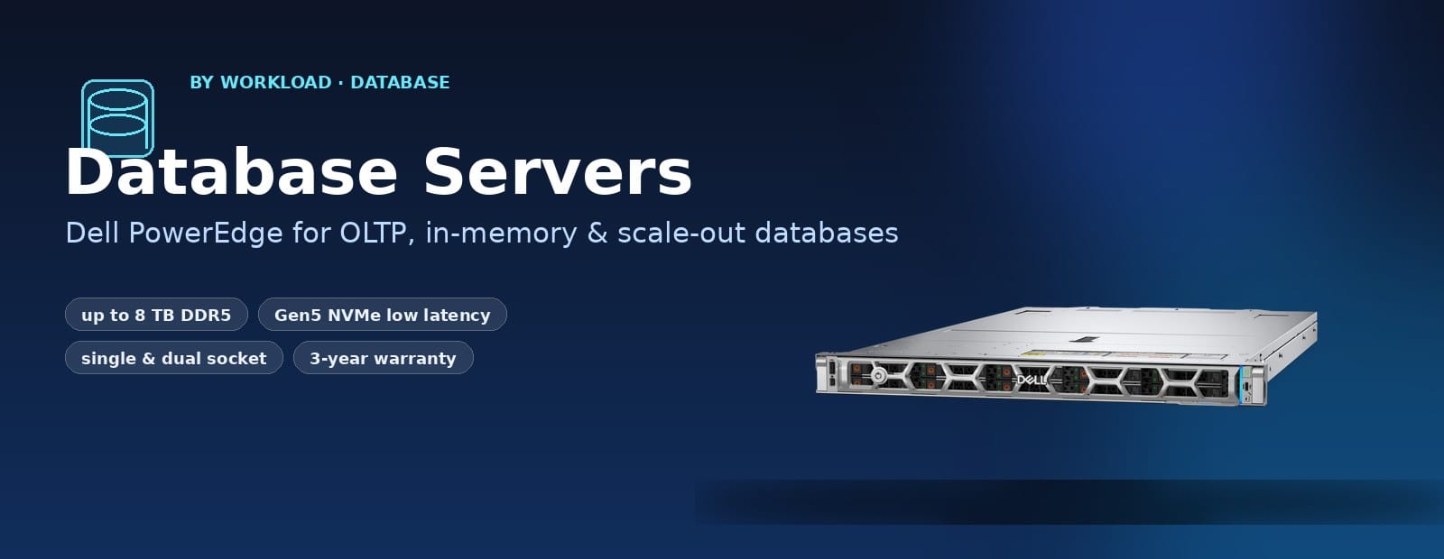 Dell PowerEdge database servers with high DDR5 memory capacity and Gen5 NVMe storage