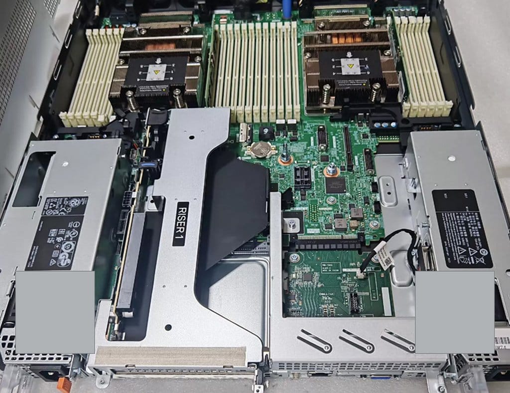 Inside a real Dell PowerEdge R6625: dual EPYC sockets and 24 DDR5 DIMM slots