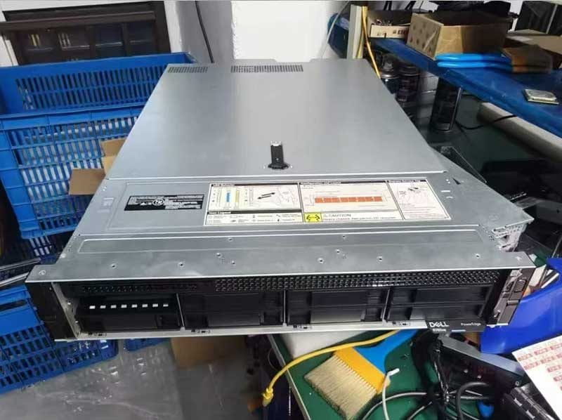 Real Dell PowerEdge R760xs rack server front view on the assembly test bench