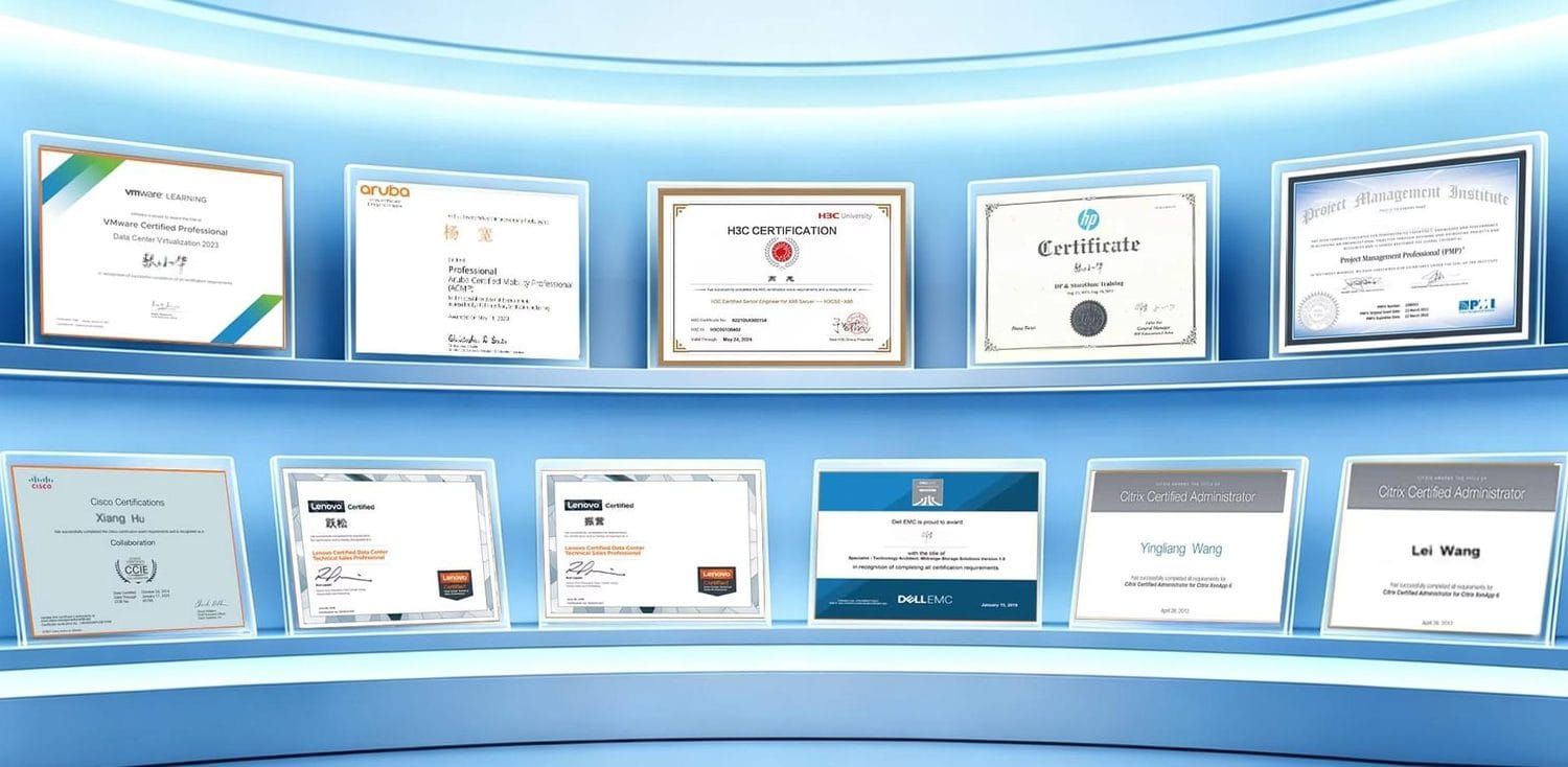 Professional certifications held by ServerBastion engineers