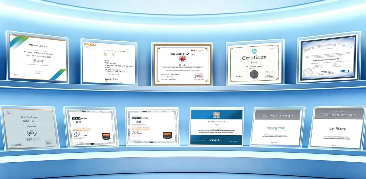 Professional certifications held by ServerBastion engineers