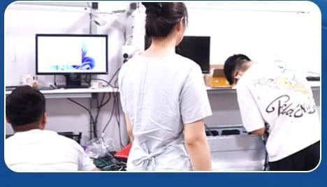 Technicians testing servers in the lab