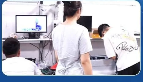 Technicians testing servers in the lab