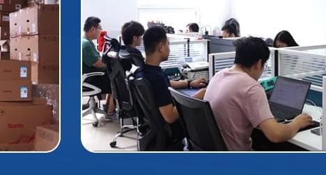 Support team at workstations