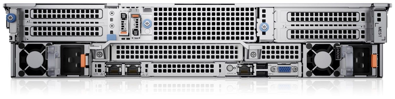 Dell PowerEdge R760xa rear panel with accelerator and power slots